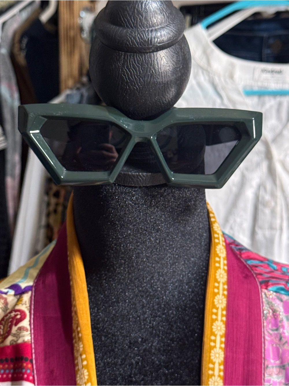 Dark Green Geometric Sunglasses - Women Accessories